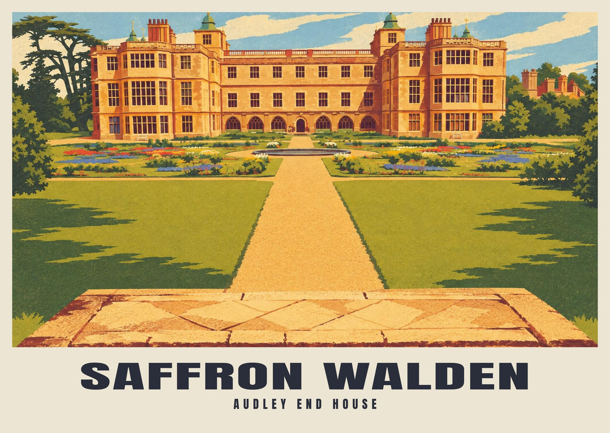 Audley End House, Saffron Walden poster, Retro Railway style