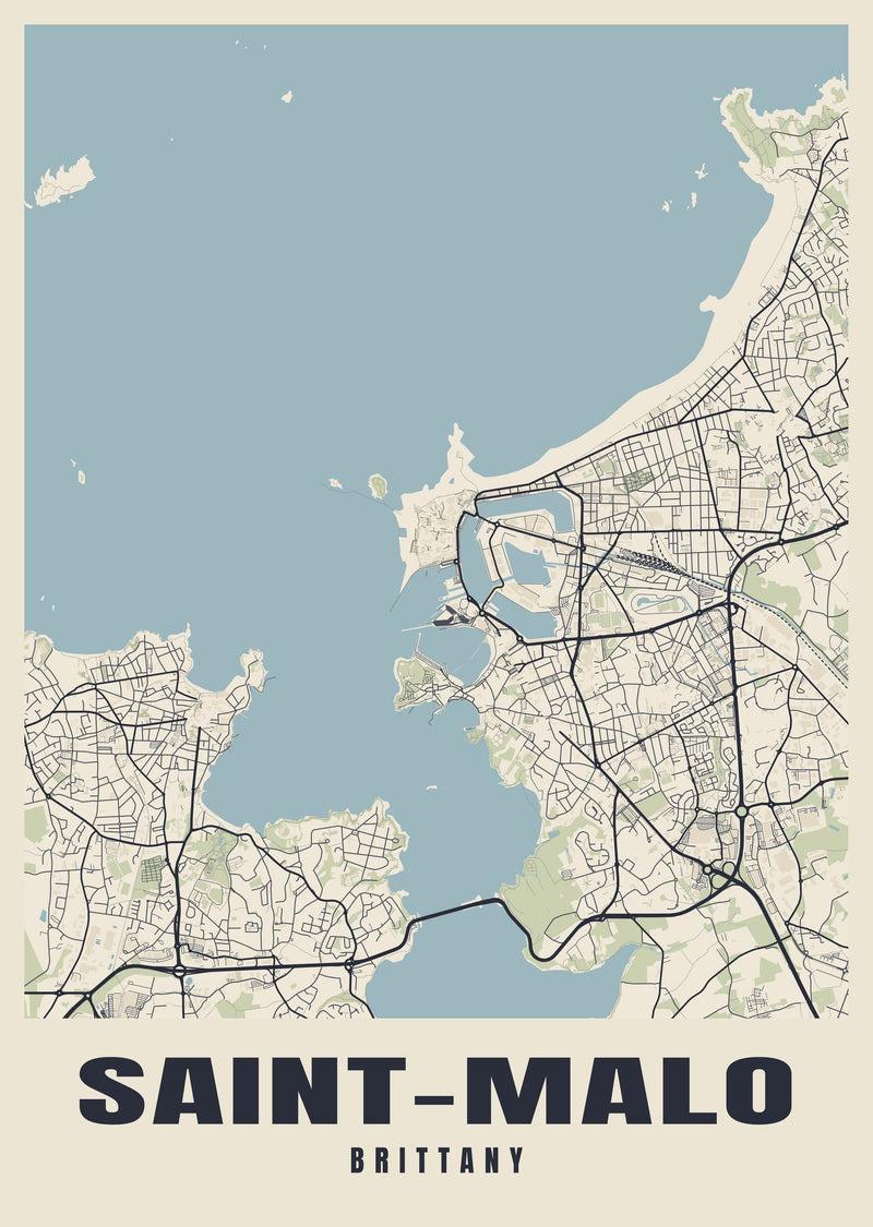 Saint-Malo Street Map Poster