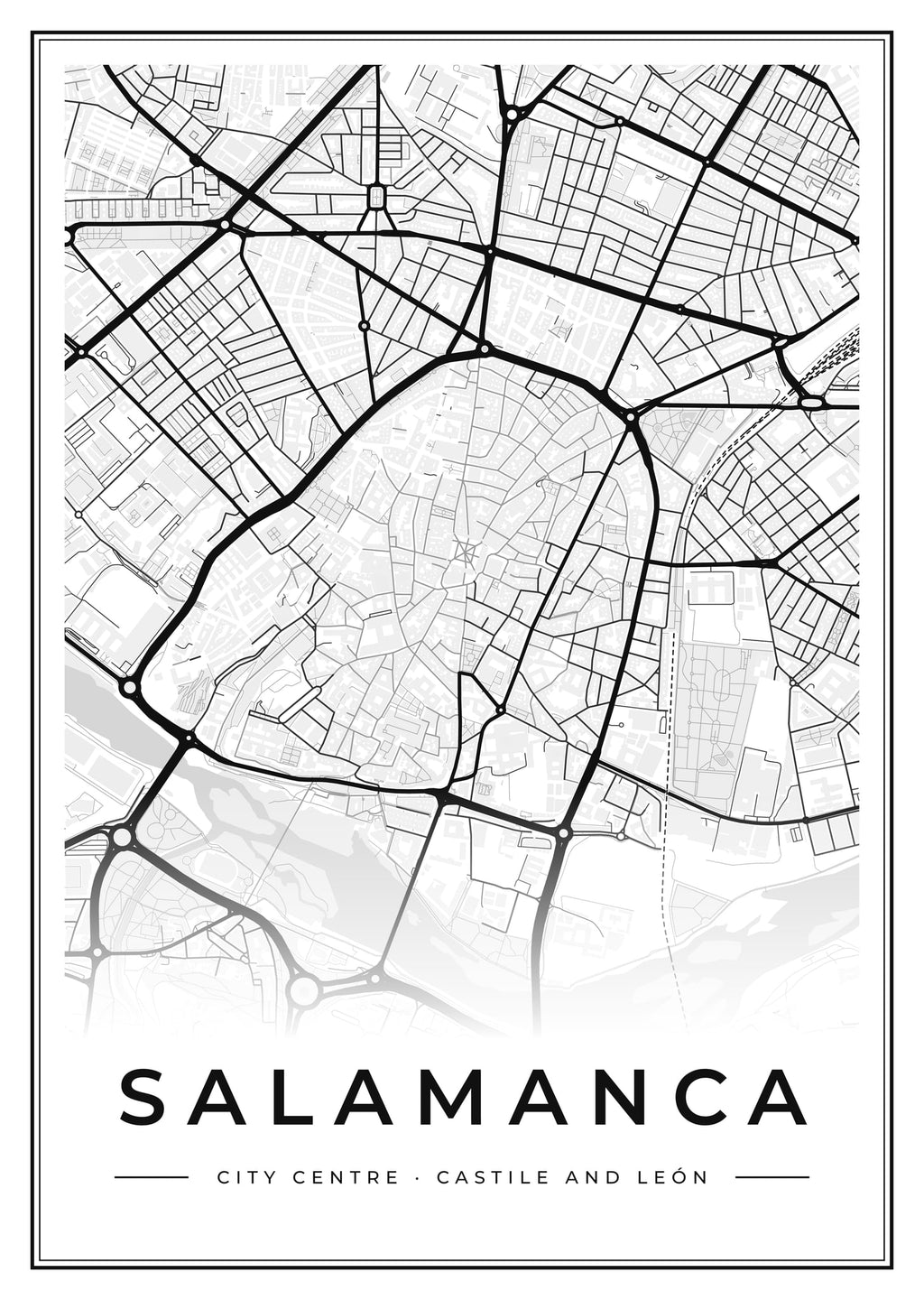 Street map poster of Salamanca city centre, Castile and León