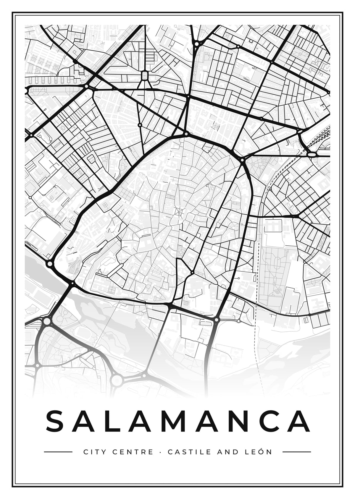 Street map poster of Salamanca city centre, Castile and León