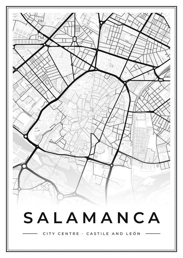 Salamanca City Centre Street Map Poster
