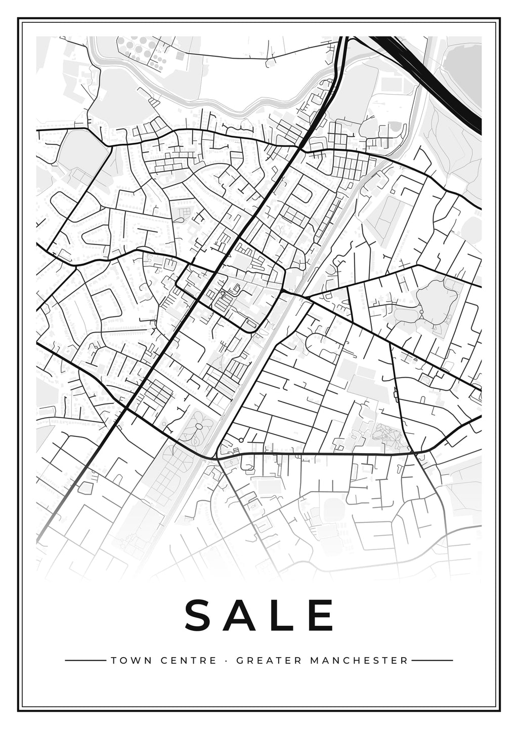 Street map poster of Sale town centre, Greater Manchester