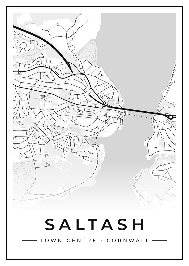 Saltash Town Centre Street Map Poster