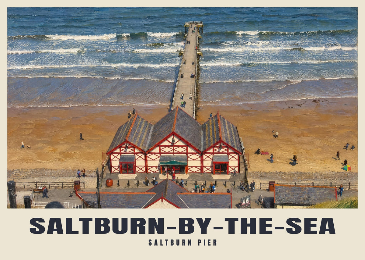 Saltburn Pier, Saltburn-by-the-Sea poster, Oil Painting style