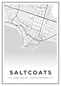 Street map poster of Saltcoats town centre, North Ayrshire