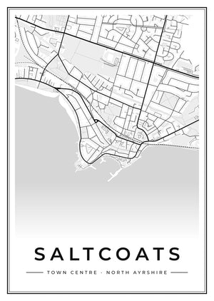 Saltcoats Town Centre Street Map Poster