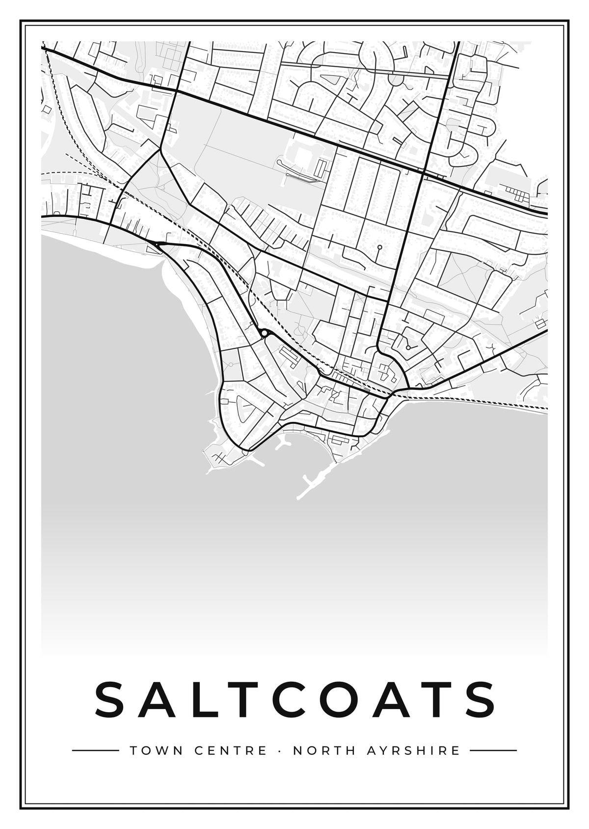 Street map poster of Saltcoats town centre, North Ayrshire