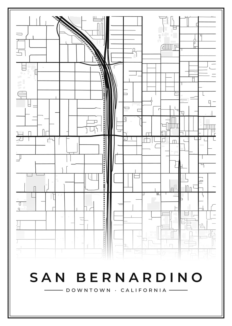 San Bernardino Downtown Street Map Poster