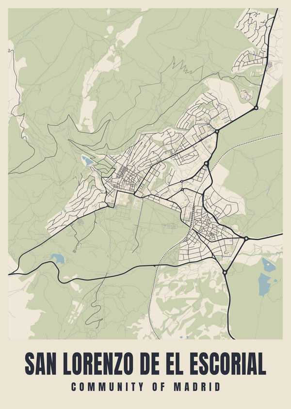 San Lorenzo de El Escorial Street Map Poster