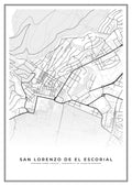 Street map poster of San Lorenzo de El Escorial town centre, Community of Madrid