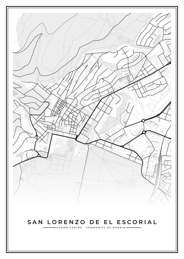 San Lorenzo de El Escorial Town Centre Street Map Poster