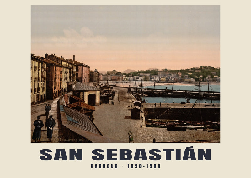 Port, San Sebastián — 1890–1900 · Tirage photochrome ancien