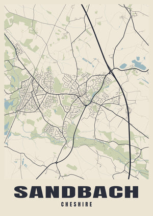 Sandbach Street Map Poster