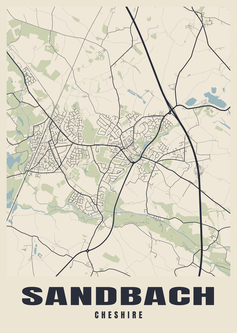 Sandbach Street Map Poster