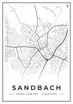 Street map poster of Sandbach town centre, Cheshire
