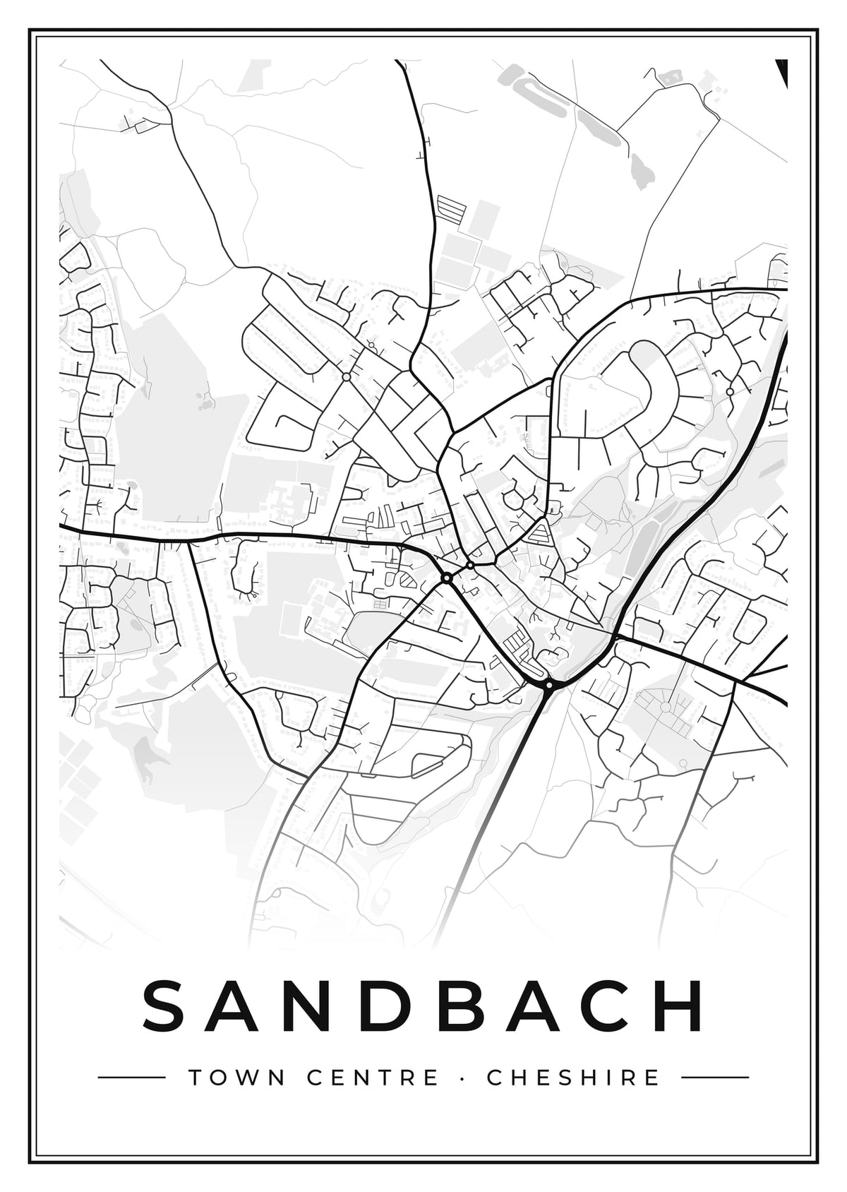Street map poster of Sandbach town centre, Cheshire