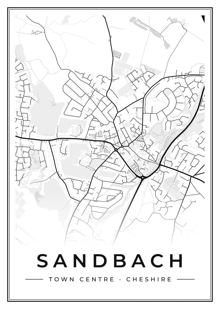 Sandbach Town Centre Street Map Poster