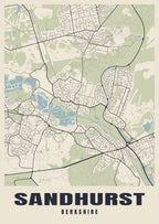 Street map poster of Sandhurst, Berkshire