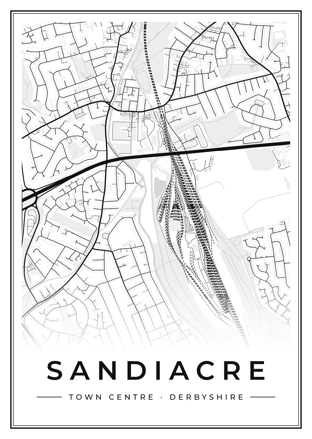 Street map poster of Sandiacre town centre, Derbyshire