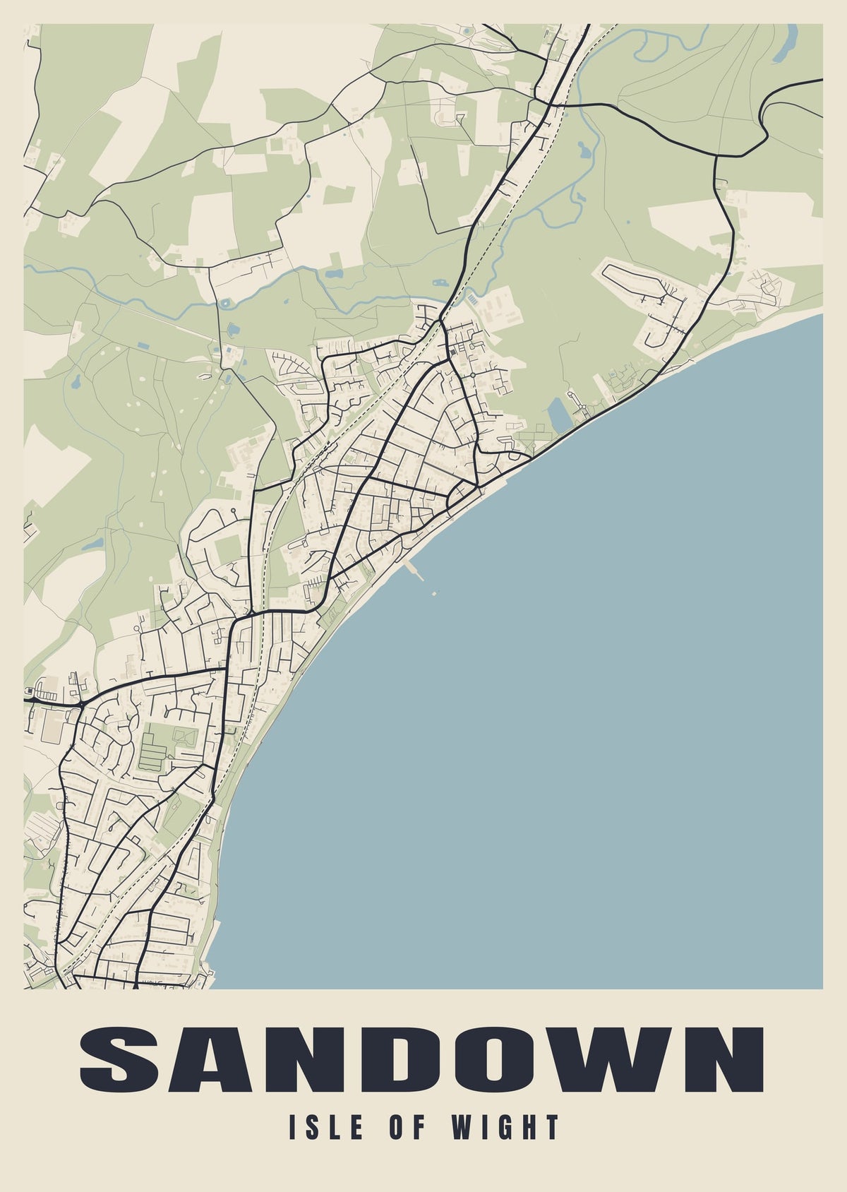 Street map poster of Sandown, Isle of Wight