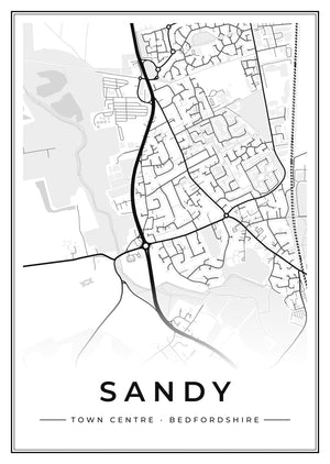 Sandy Town Centre Street Map Poster