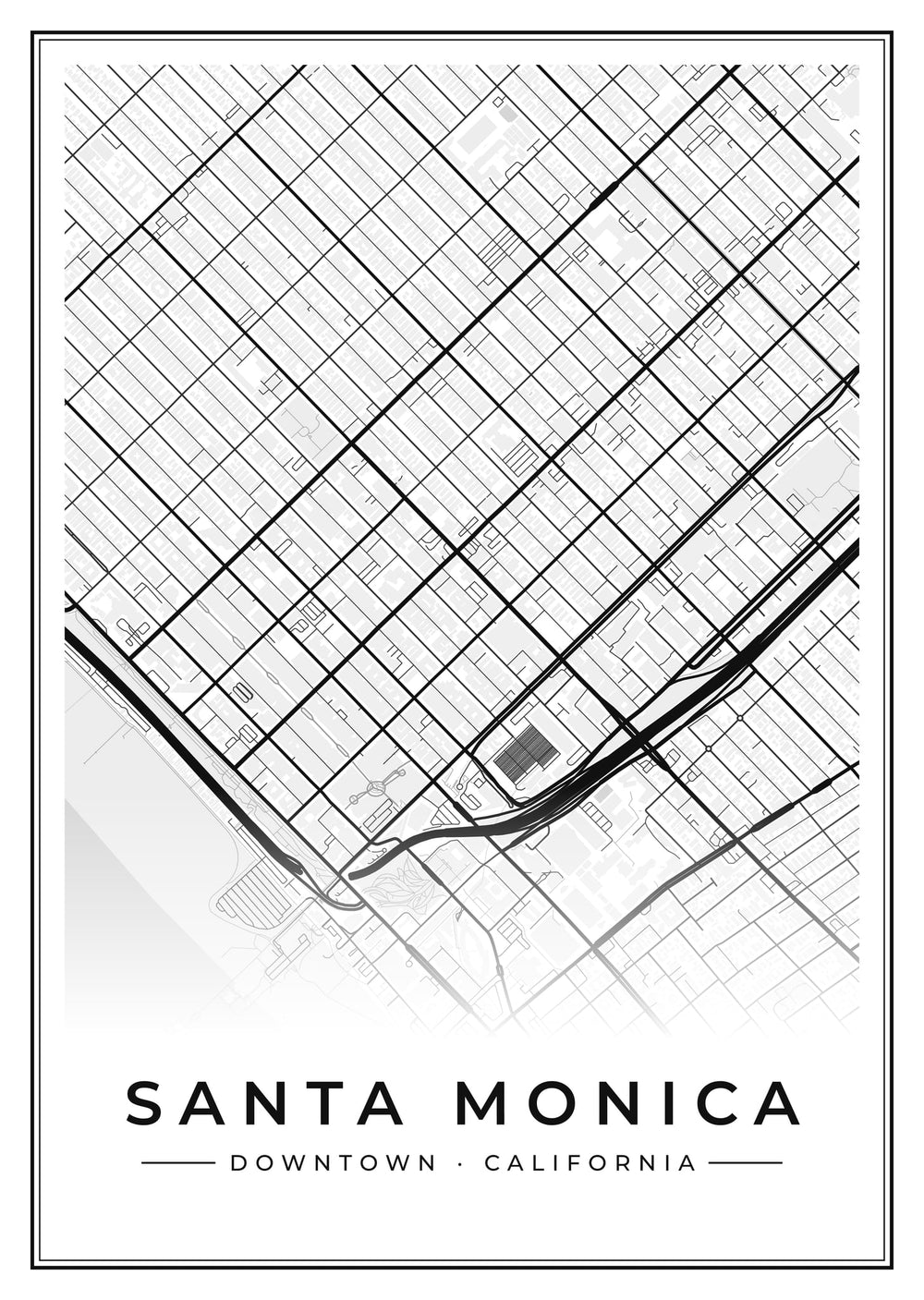 Santa Monica Downtown Street Map Poster