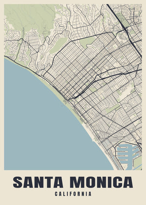 Santa Monica Street Map Poster