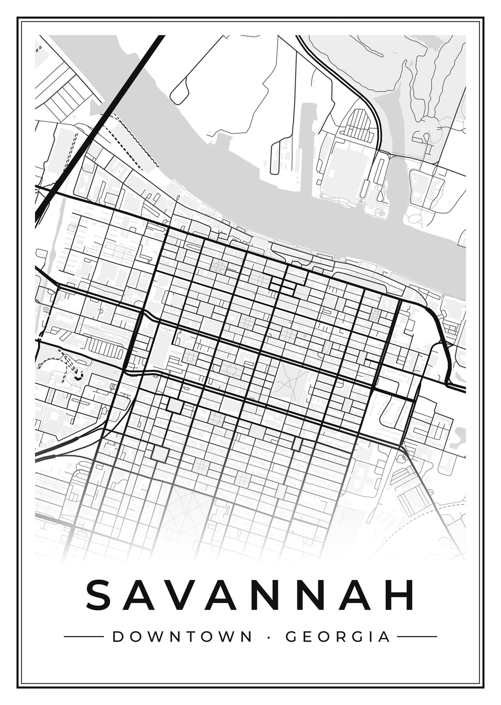 Street map poster of downtown Savannah, Georgia