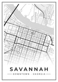 Street map poster of downtown Savannah, Georgia