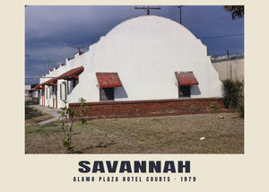 Alamo Plaza Hotel Courts, Savannah, Georgia — 1979 · Historischer Fotodruck