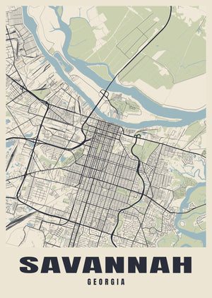 Savannah Street Map Poster