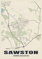 Street map poster of Sawston, Cambridgeshire