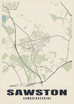 Street map poster of Sawston, Cambridgeshire
