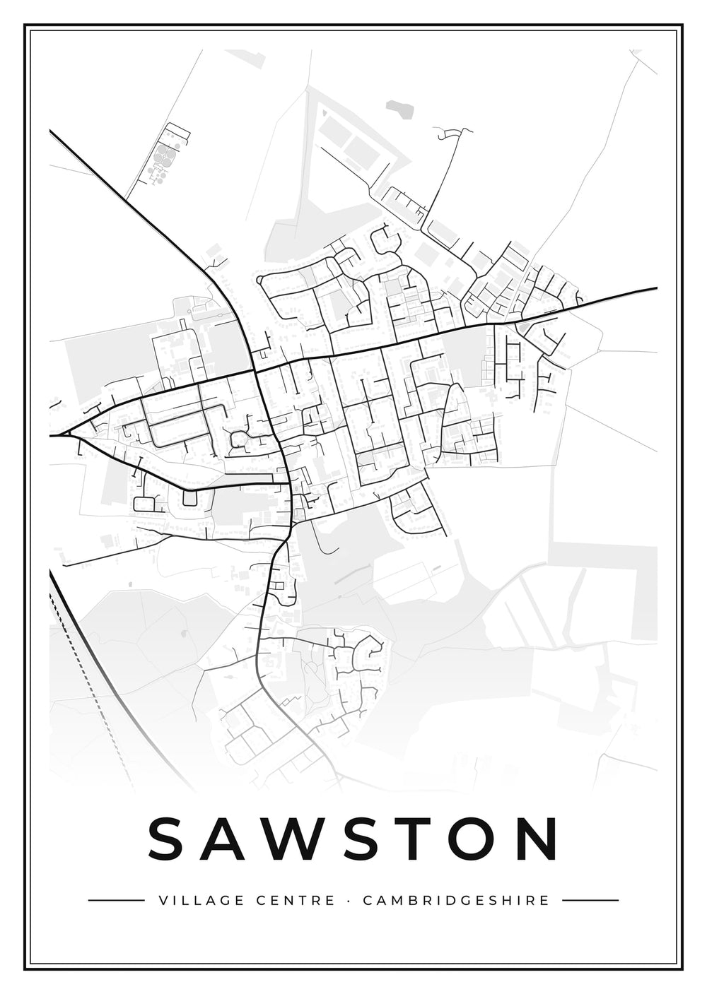 Sawston Village Centre Street Map Poster