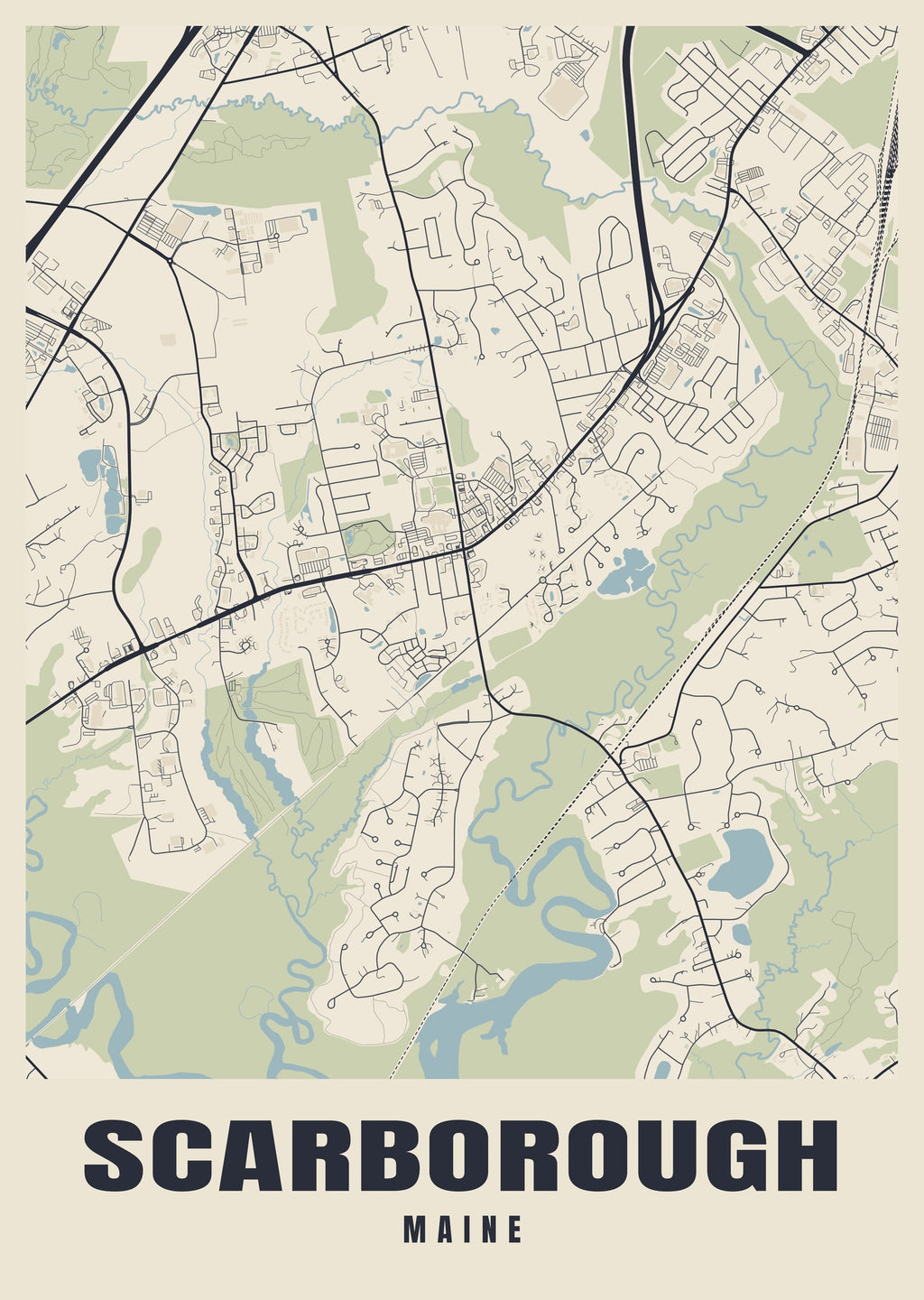 Street map poster of Scarborough, Maine