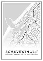 Street map poster of Scheveningen town centre, South Holland