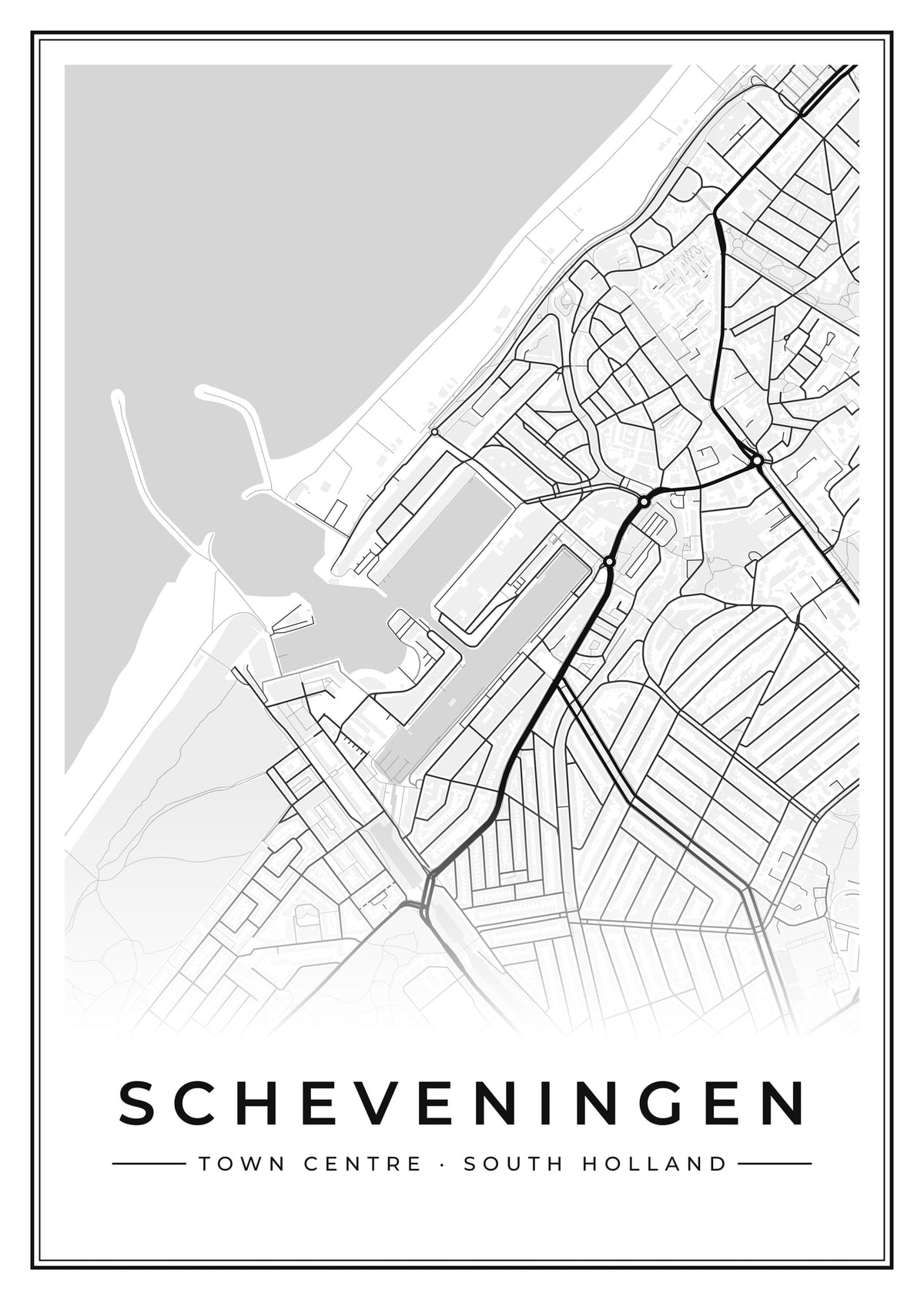 Street map poster of Scheveningen town centre, South Holland