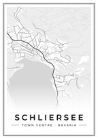 Street map poster of Schliersee town centre, Bavaria