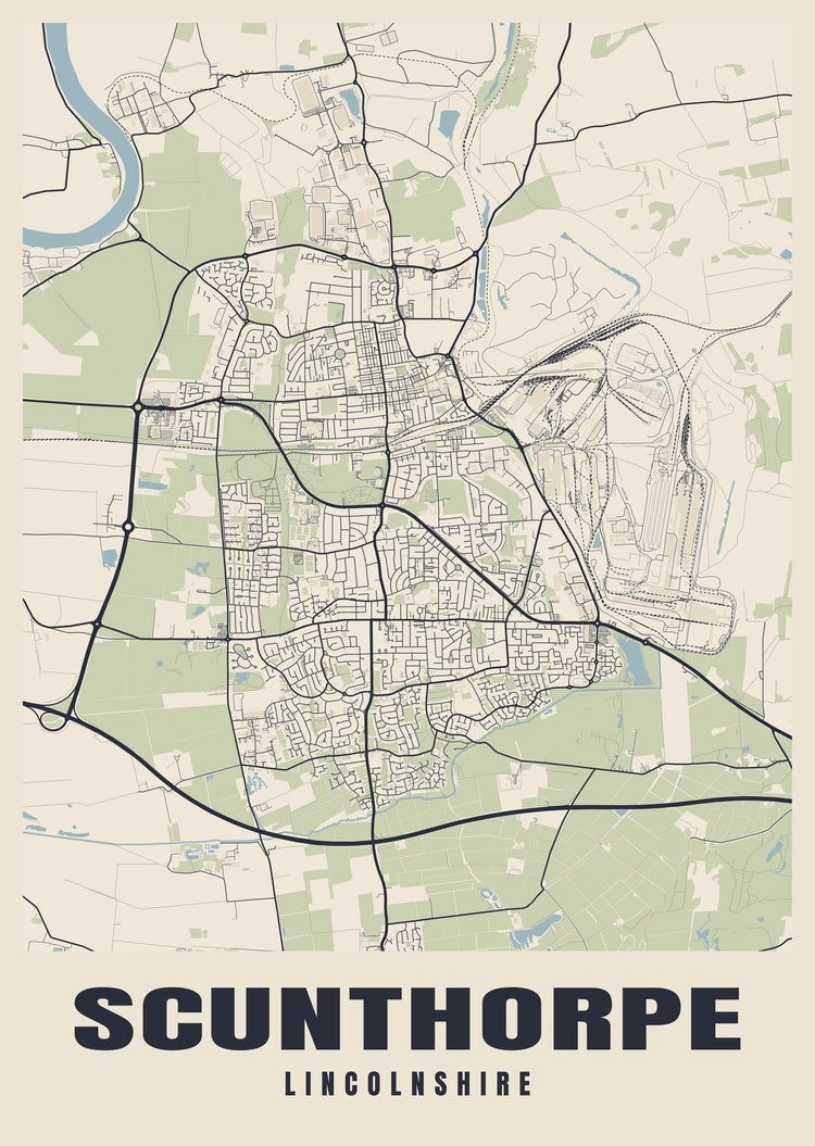 Scunthorpe Street Map Poster