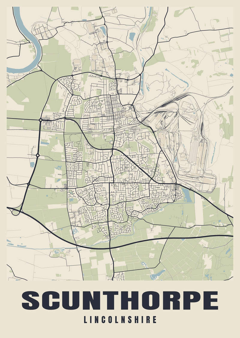 Scunthorpe Street Map Poster