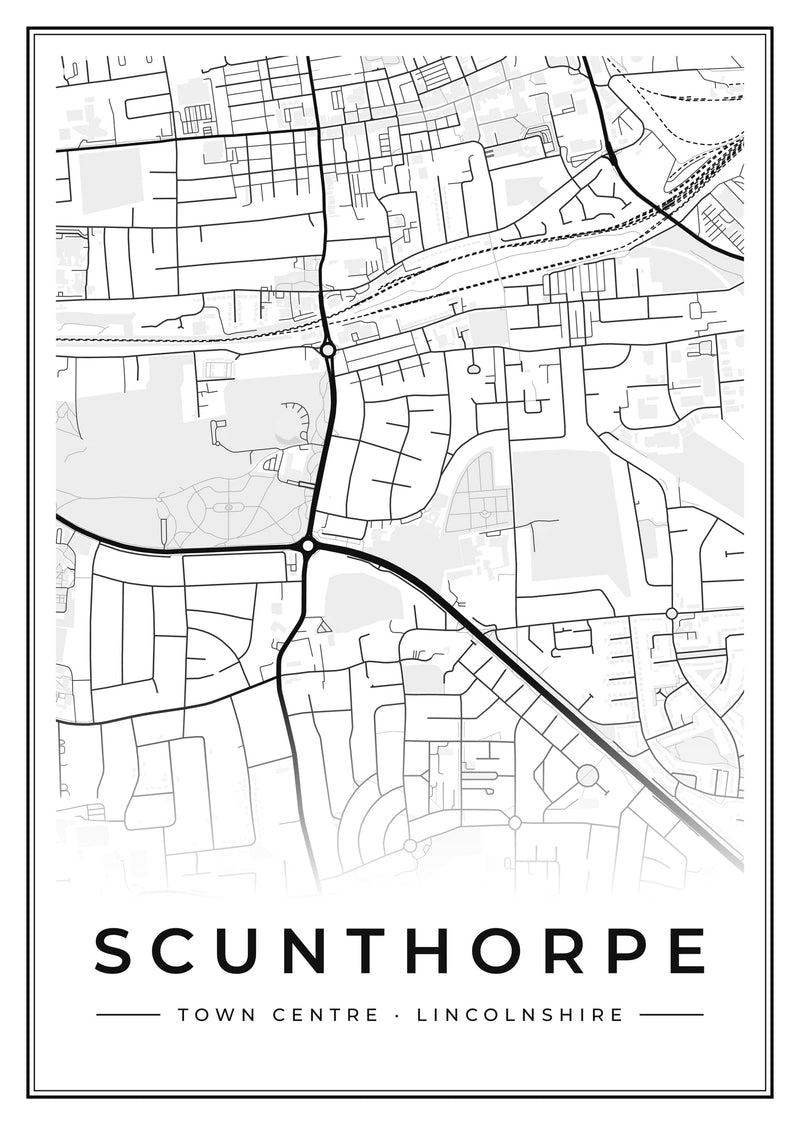 Scunthorpe Town Centre Street Map Poster
