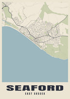 Street map poster of Seaford, East Sussex