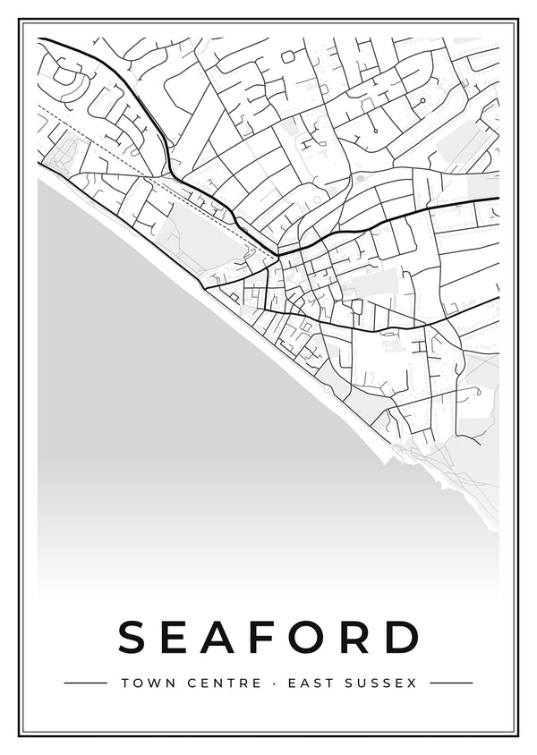 Seaford Town Centre Street Map Poster