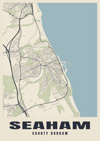Street map poster of Seaham, County Durham