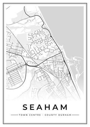 Seaham Town Centre Street Map Poster