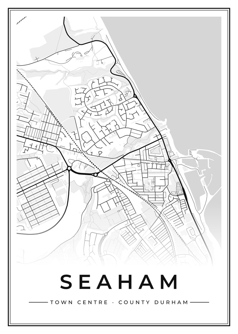 Seaham Town Centre Street Map Poster