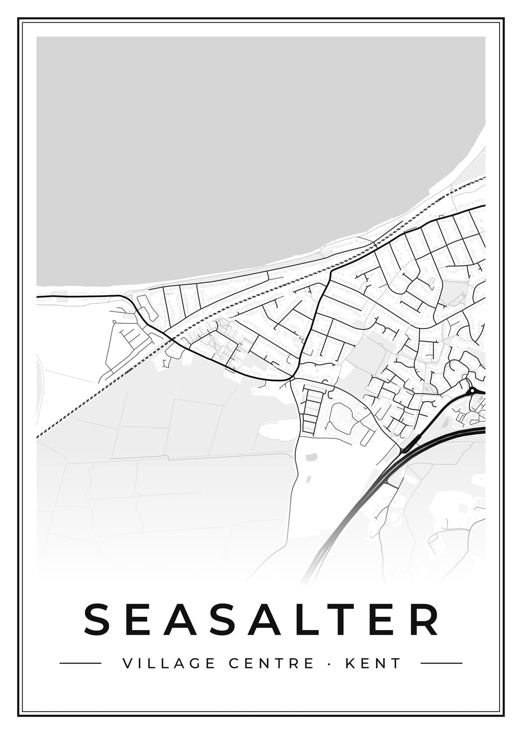 Street map poster of Seasalter village centre, Kent