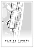 Street map poster of downtown Seaside Heights, New Jersey