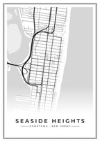 Street map poster of downtown Seaside Heights, New Jersey