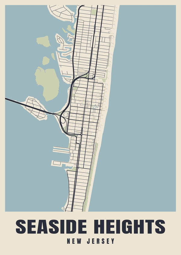 Seaside Heights Street Map Poster